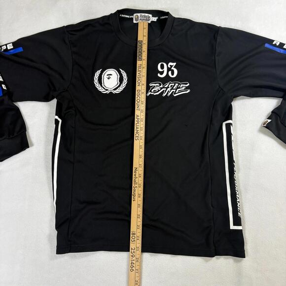 A Bathing Ape BAPE Motorsports Long Sleeve Shirt Mens L Black Graphic Streetwear - Picture 8 of 11